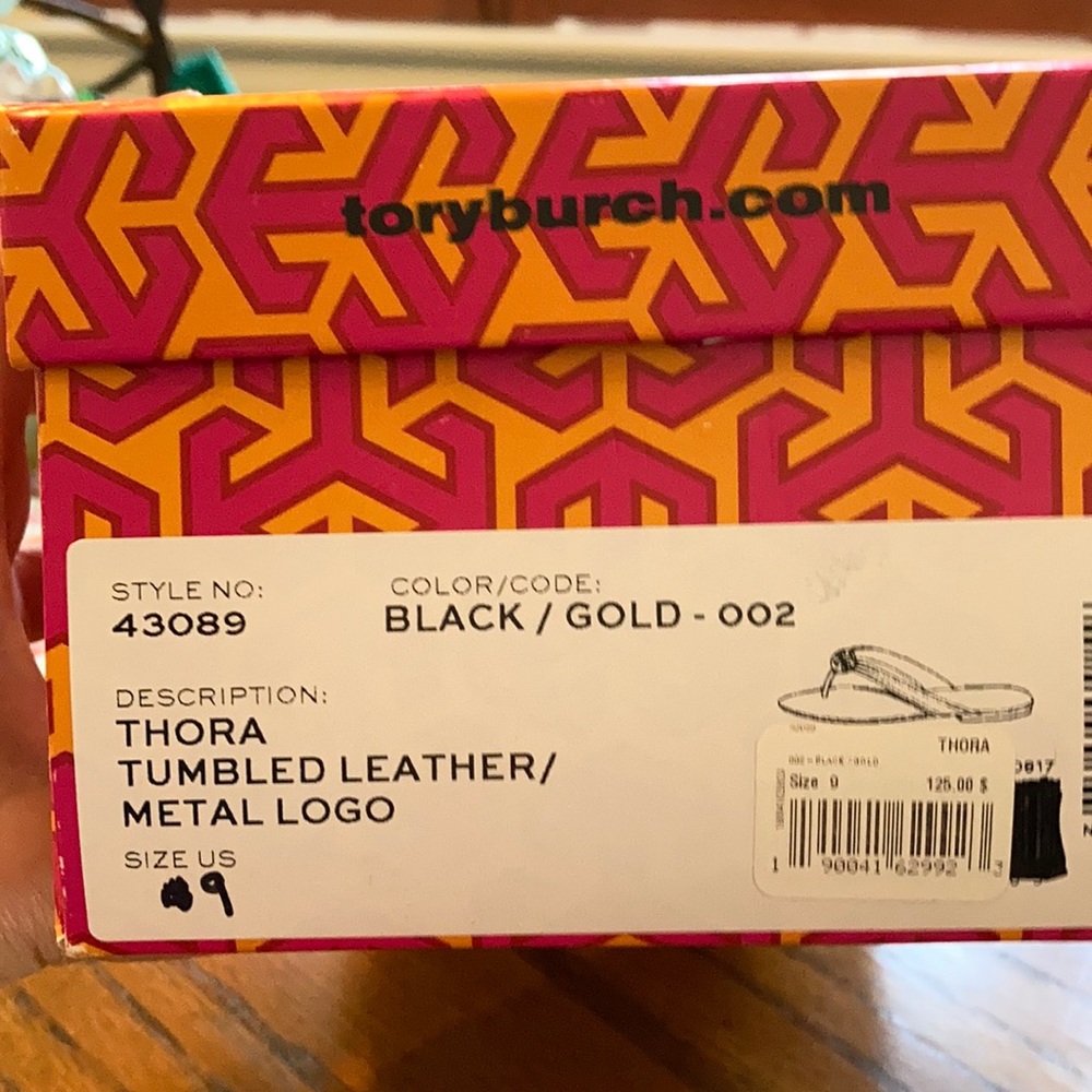 Tory Burch Thora black & gold Sandals Size 9
